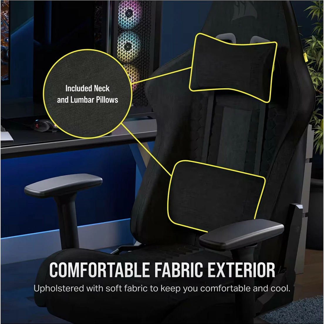 Karrige gaming Corsair TC100 RELAXED, stof (fabric), e zezë
