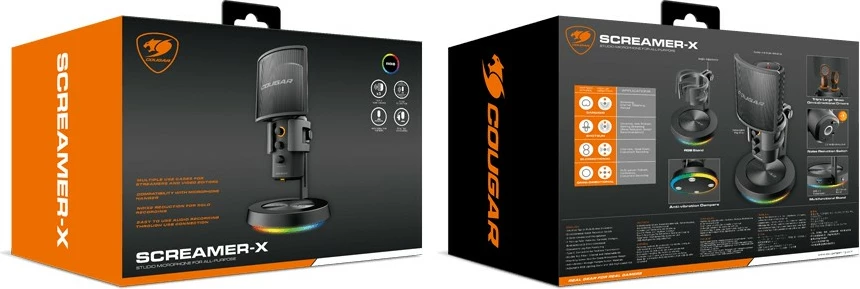 Mikrofon studio Cougar Screamer-X, 16 bit, 48 kHz, USB, i zi
