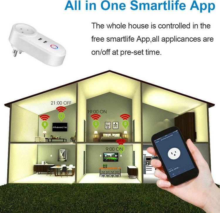 Prizë smart WiFi Moye Voltaic 16A/3520W me 2x USB, e bardhë
