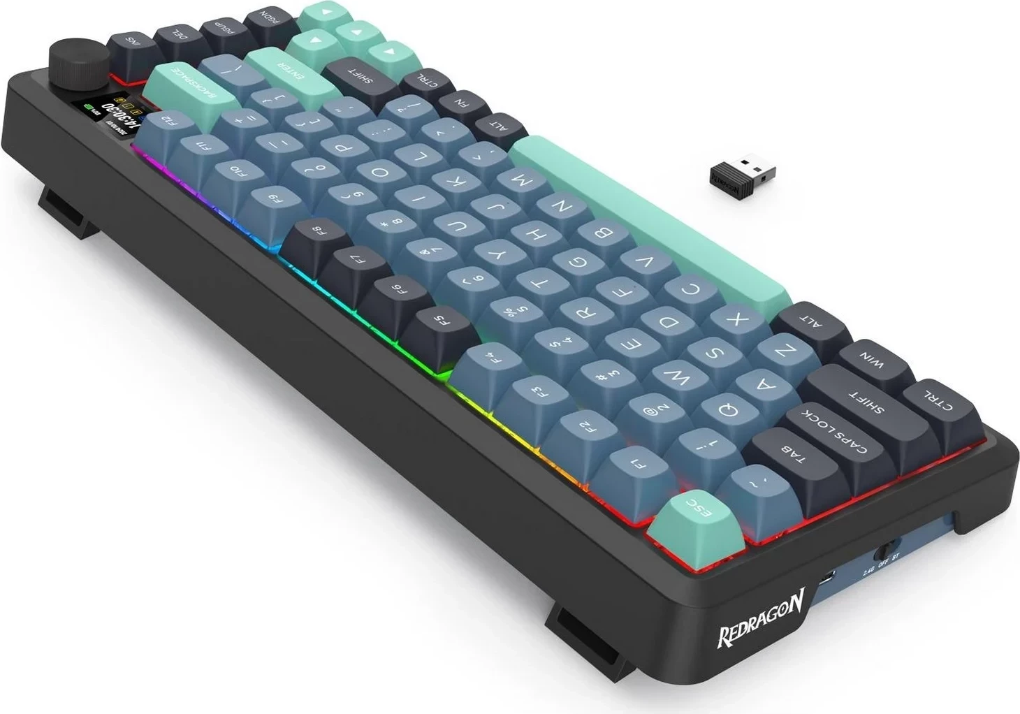 Tastierë mekanike Redragon K724GBG-RGB-PRO Behemoth, RGB, wireless/wired, grey