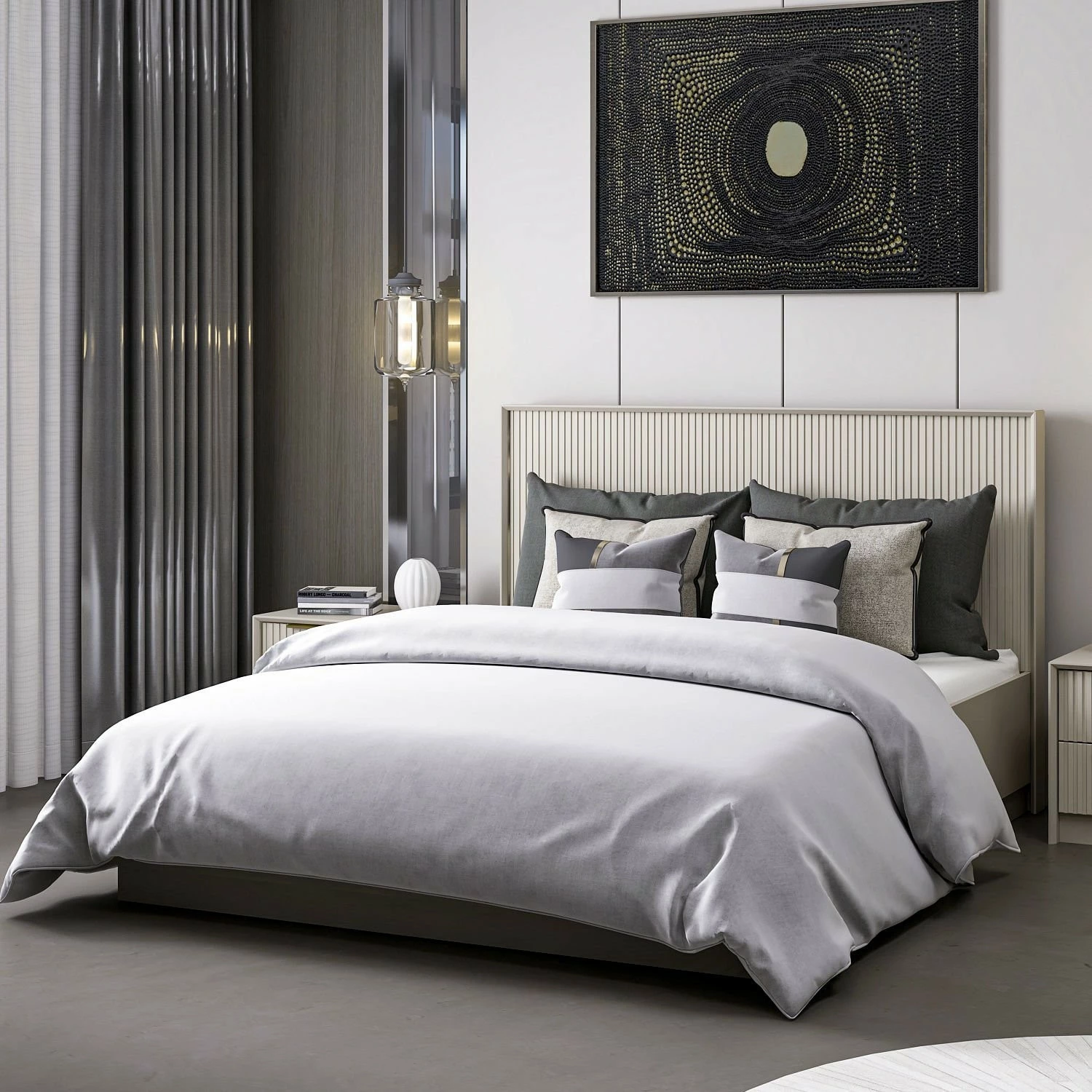 Baze dhe shtrat dopio me taban, Skye Decor, Kale 160x200, ngjyrë guri