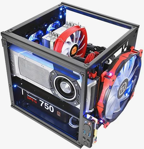 Kasë Thermaltake Core V1 CA-1B8-00S1WN-00 Mini-ITX Cube Tower me dritare, pa furnizim rryme, e zezë