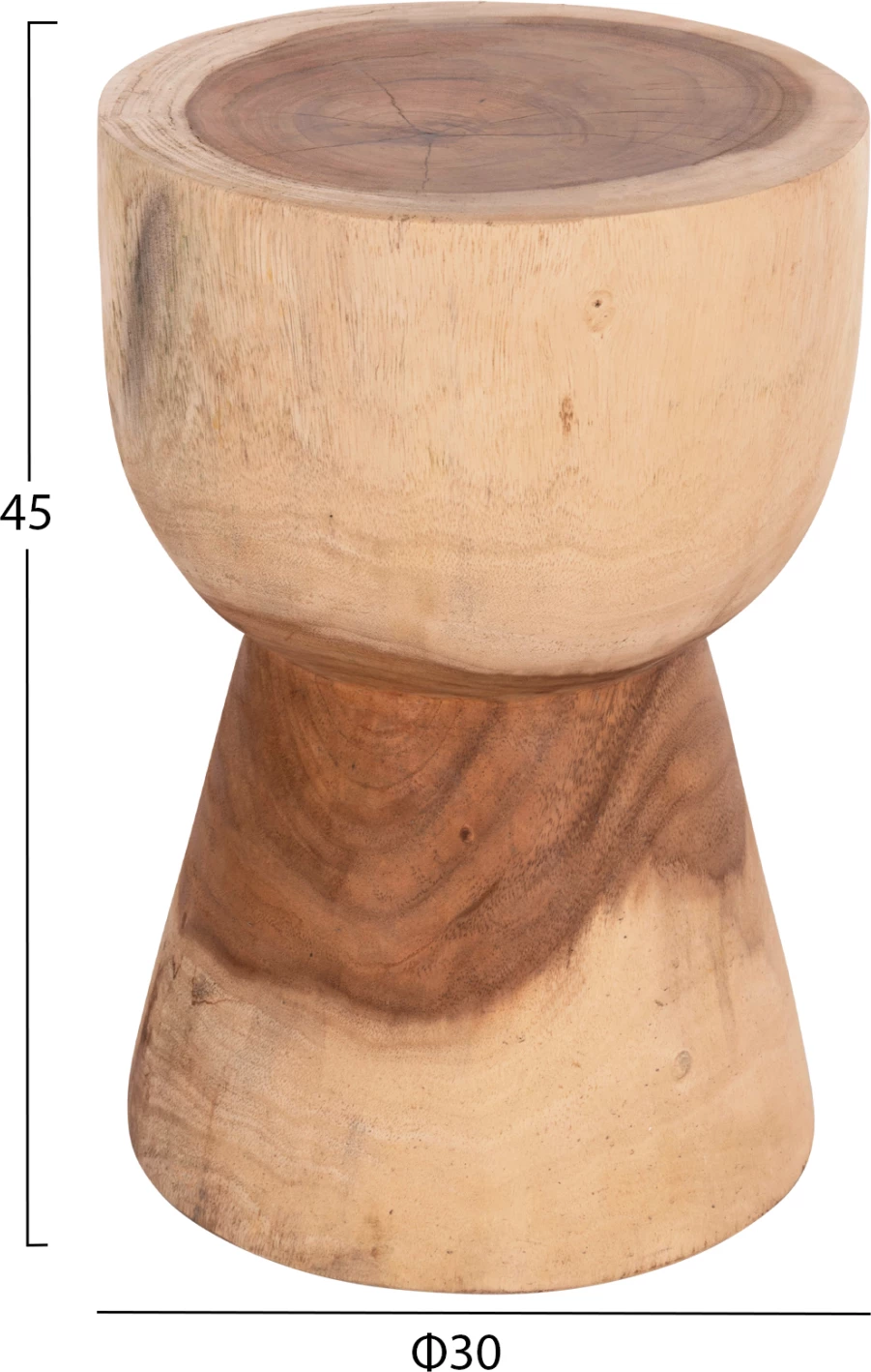 Stool i rrumbullakët MAMBA, dru suar natyral, FH9901.11, 30x45cm