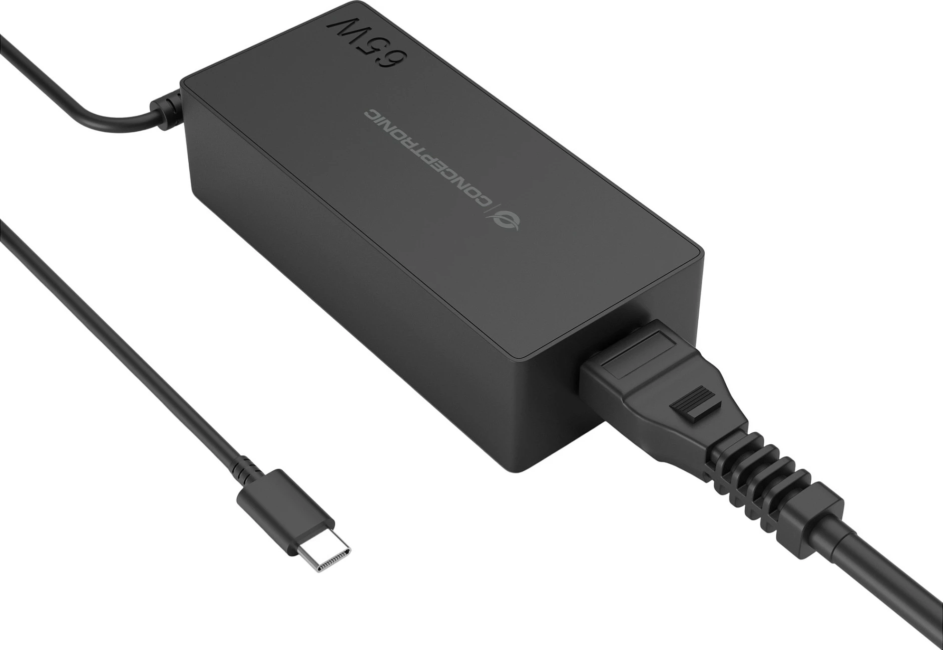 Karikues Conceptronic GaN USB-C 65W PD 3.0/PPS, kabllo 1.2m, i zi