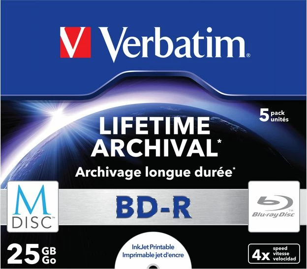 Disk BD-R Verbatim M-Disc 25GB 4x, 5 copë (43823)