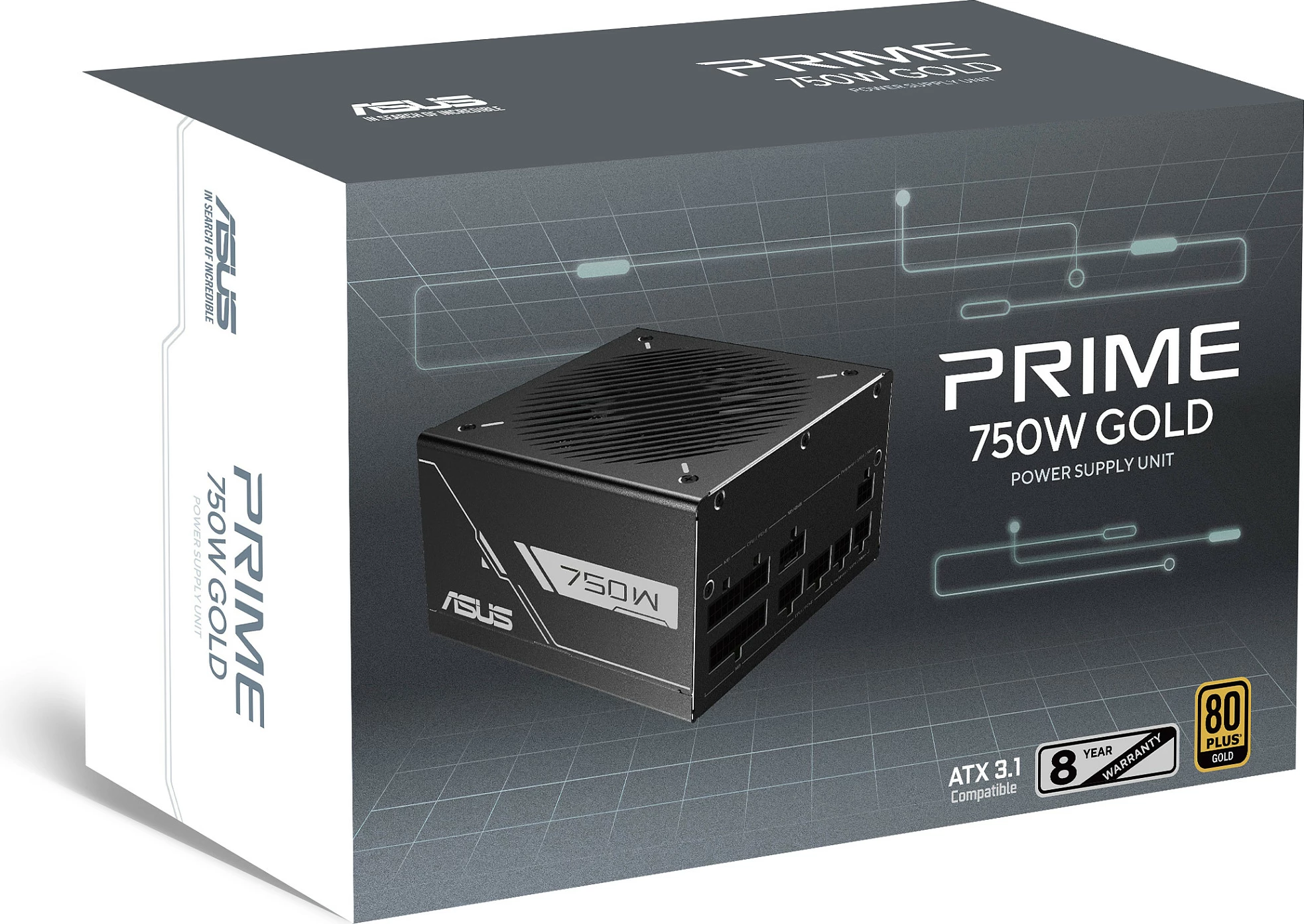 Furnizues rryme (PSU) ASUS PRIME-750G 750W, 80+ Gold, Fully Modular, ATX 3.1, zi