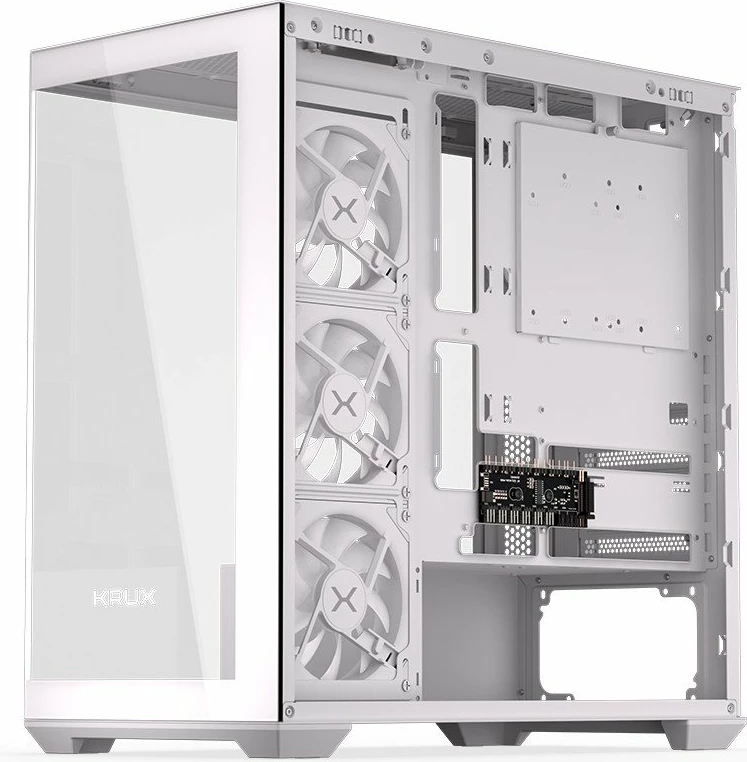 Kasë Krux Exo RGB KRXD009 Midi Tower, ATX/mATX/Mini-ITX, x4 120mm ARGB fan, x2 USB 3.0 + USB-C, e bardhë