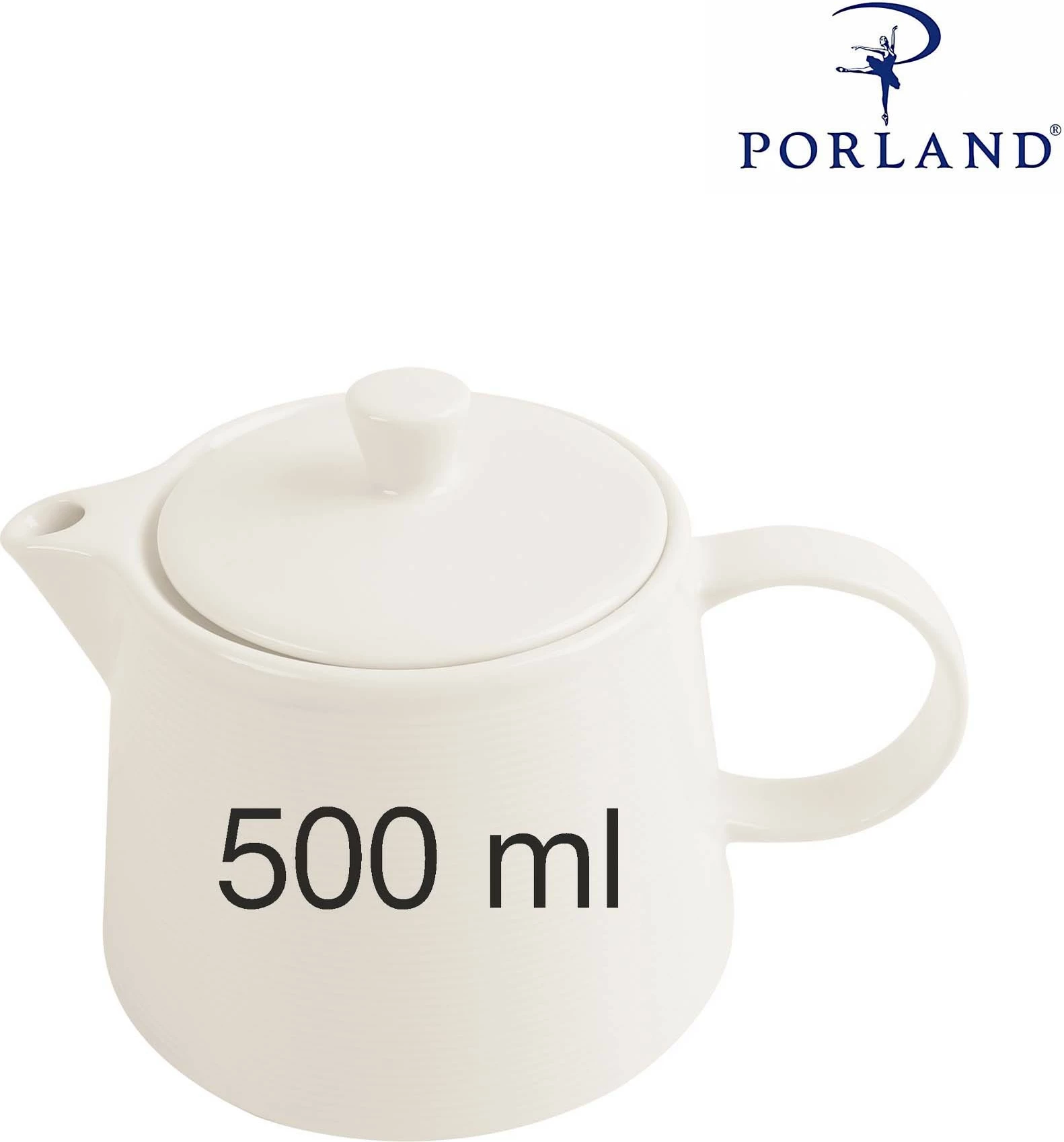 Çajnik Porland Line 500 ml, krem, set 6 copë