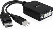 Adapter DisplayPort në DVI-I DeLOCK 61855, 0.23 m, me USB për rrymë, i zi