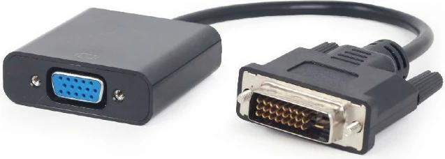 Adapter Gembird DVI-D 24pin mashkull në VGA 15pin femër, 0.2m, i zi
