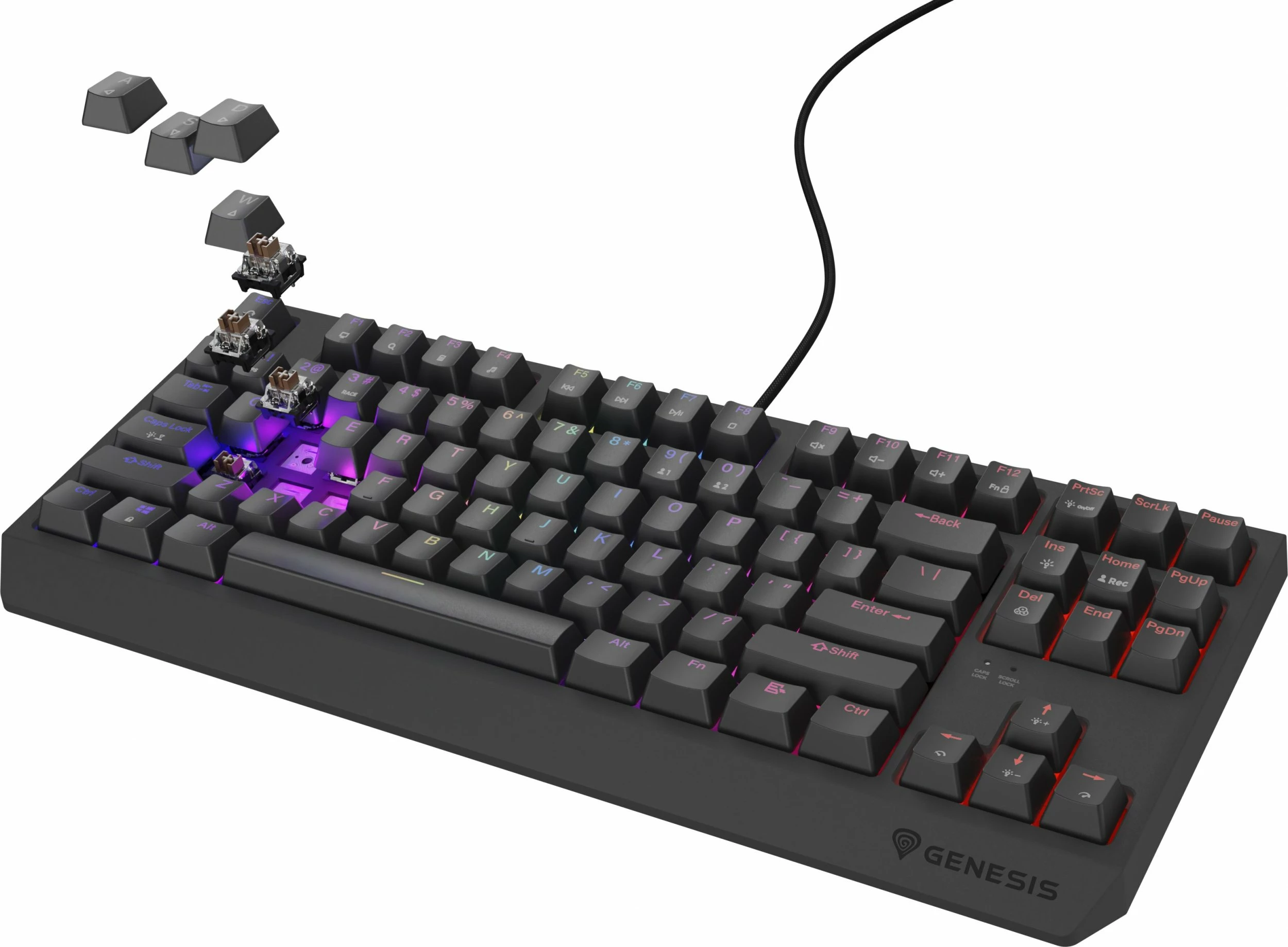 Tastierë mekanike gaming GENESIS Thor 230 TKL NKG-2079, Outemu Brown, RGB, USB, US layout, 80% TKL, e zezë