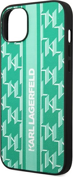 Mbështjellës Karl Lagerfeld KLHCP14SPGKLSKN për iPhone 14 6.1", hardcase, Monogram Stripe, Gjelbër