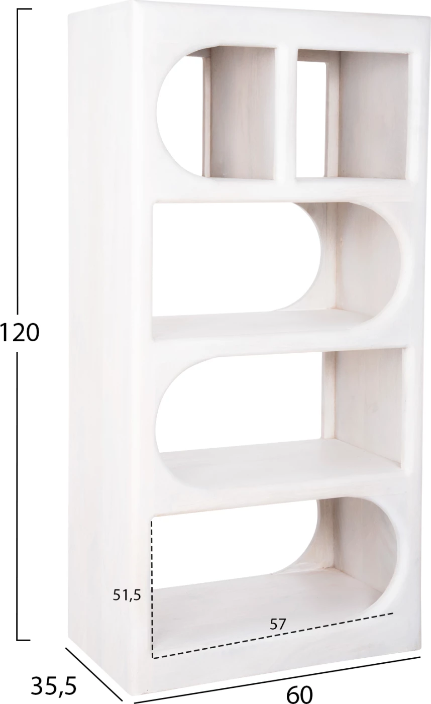Tallboy HANDYR dru mango i bardhë 60x35x120H cm