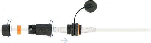 Lidhës rrjeti RJ45 DeLOCK Cat6a, Female/Female, IP68, zi/portokalli