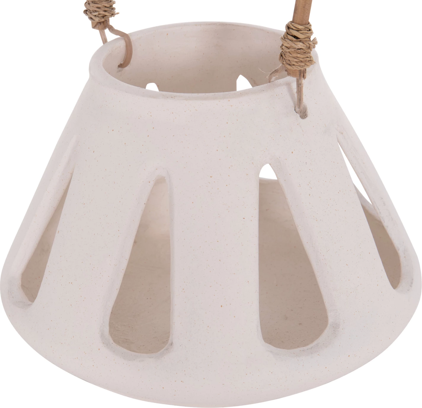 Llambë dekorative tavoline, fibër çimentoje e bardhë, dorezë ratan, ERANTYL FH4696.02S, 25x17cm