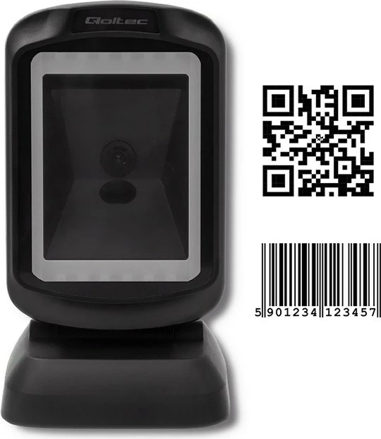 Skaner barkodi dhe QR Qoltec 50864, USB, i zi