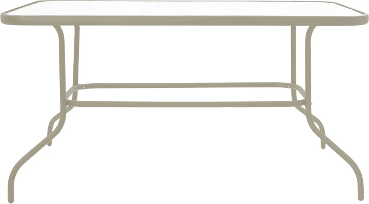 Tavolinë me karrige për terasë Valor-Sussie, set 5 copë, metal, ngjyrë shampanje, 110x60x70cm