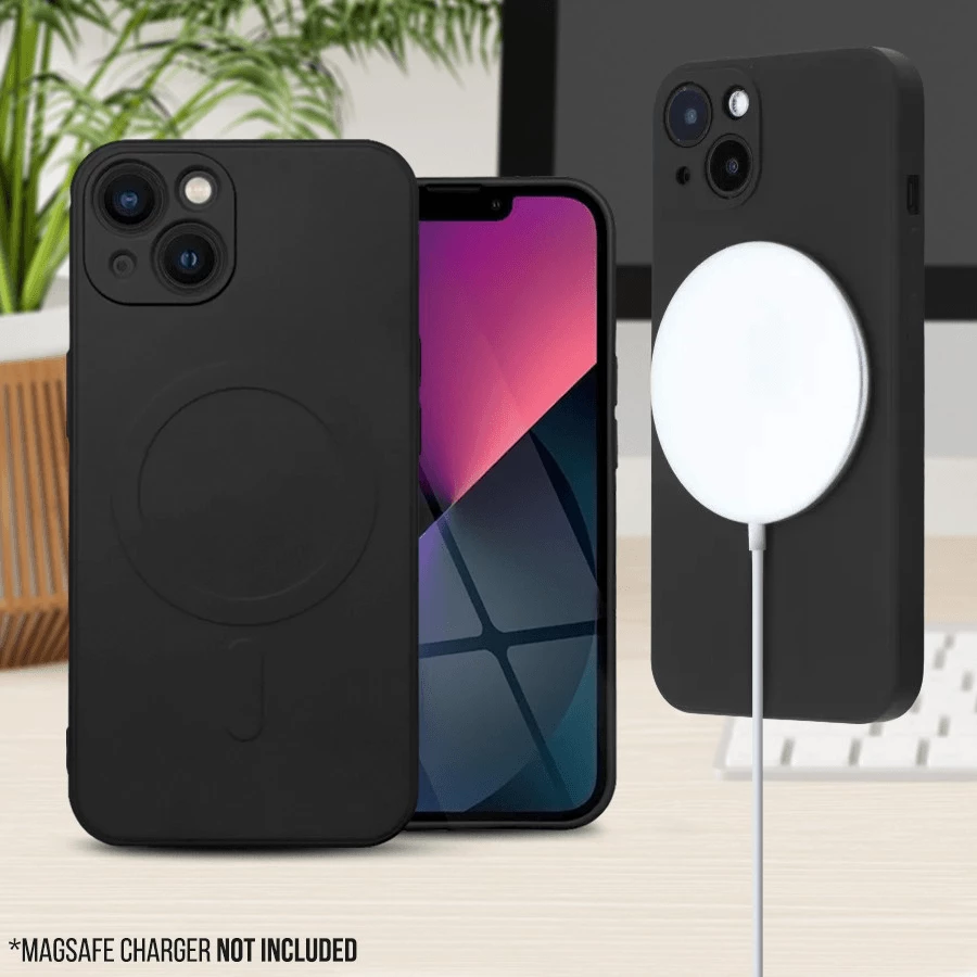 Mbështjellës ONASI 16085 MagSafe për iPhone 14 Plus, silikon mat, e zezë matte