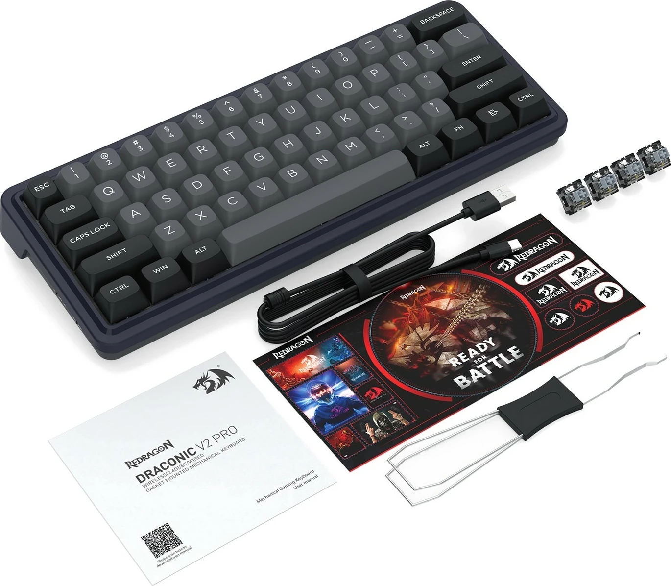 Tastierë Redragon Draconic V2 K730GB-RGB-PRO, 61 taste, RGB, wireless/wired, e zezë