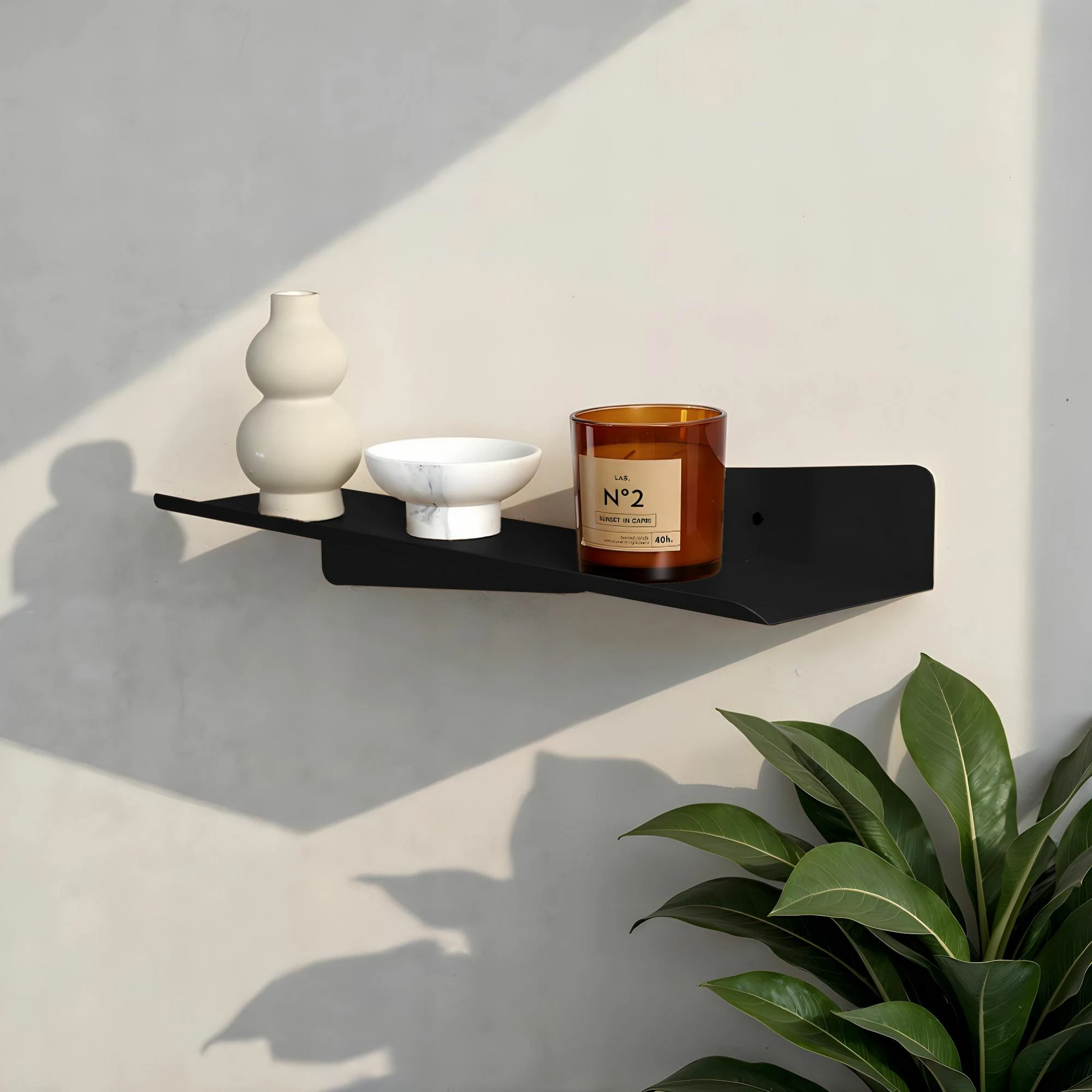 Raft dekorativ metalik për mur, ngjyrë e zezë, Skye Decor, Vlnt123Syh