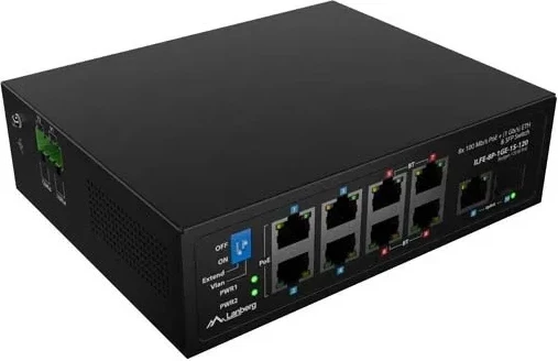 Switch LANBERG Lanberg switch, 8x PoE, 2x Gigabit, për RACK 19"