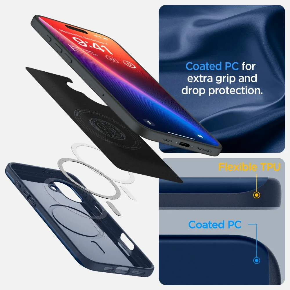 Mbështjellës Spigen Thin Fit MagSafe për iPhone 16, Kaltër