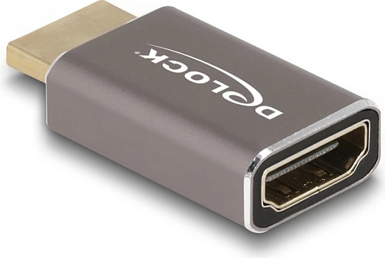 Adapter HDMI DeLOCK, mashkull në femër, 8K 60Hz, metalik, i hirtë