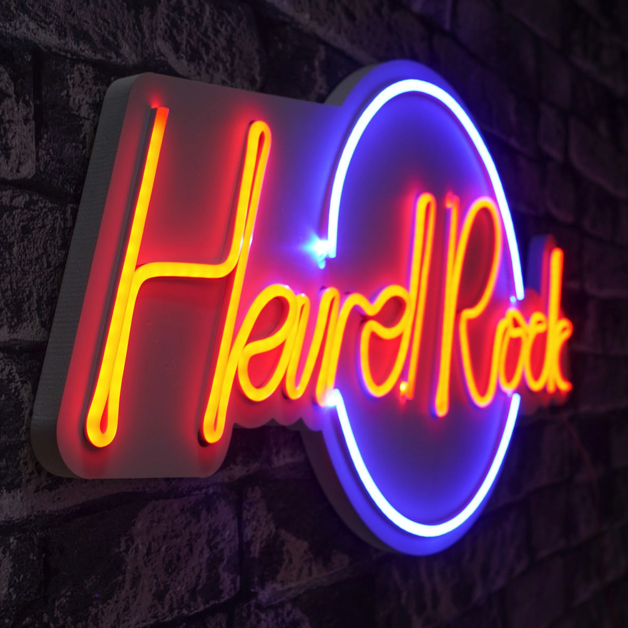 Dritë dekorative murale LED, plastikë, Hard Rock, ngjyrë kaltër dhe e kuqe