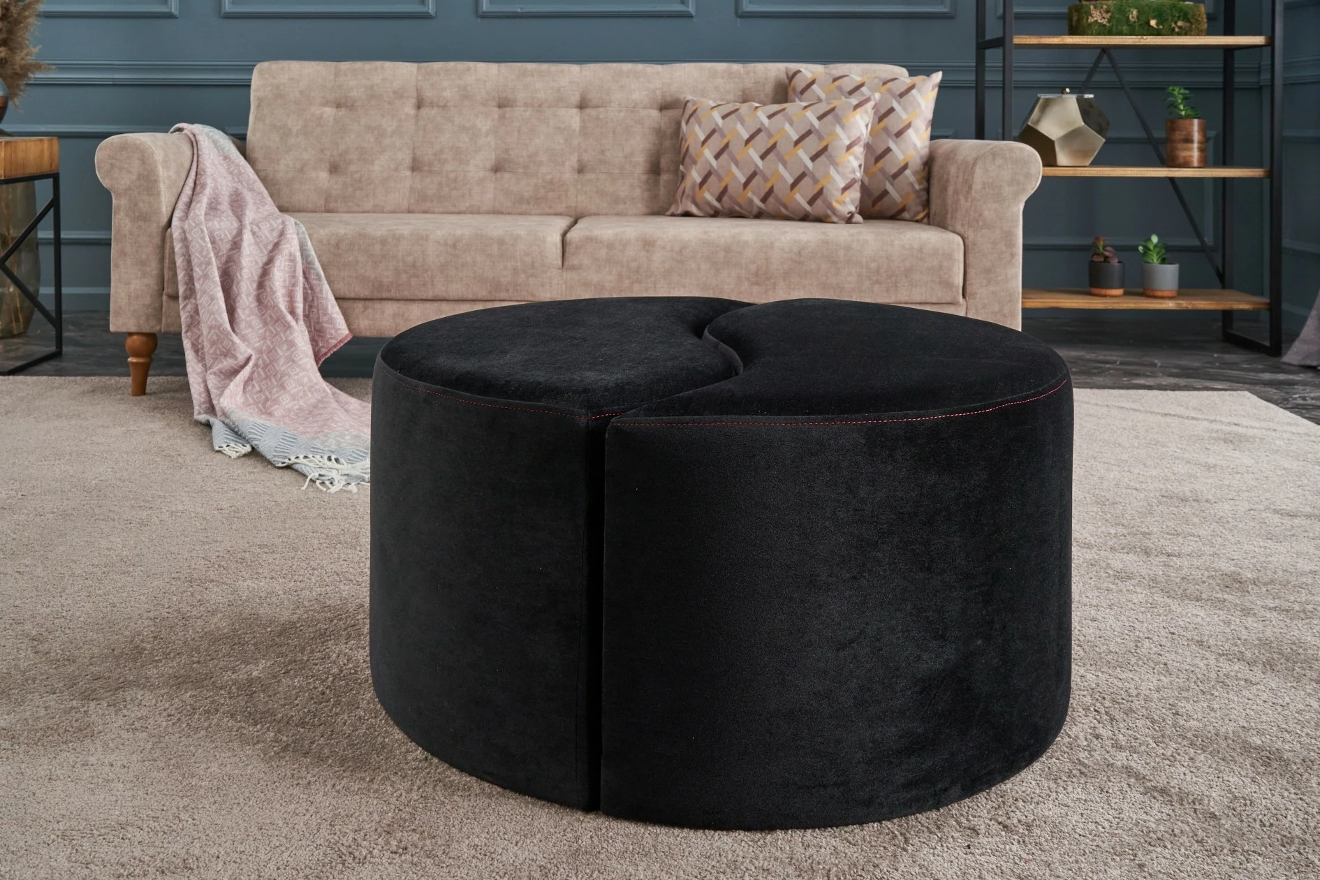 Puf Atelier del Sofa, Alis, ngjyrë antracit dhe rozë