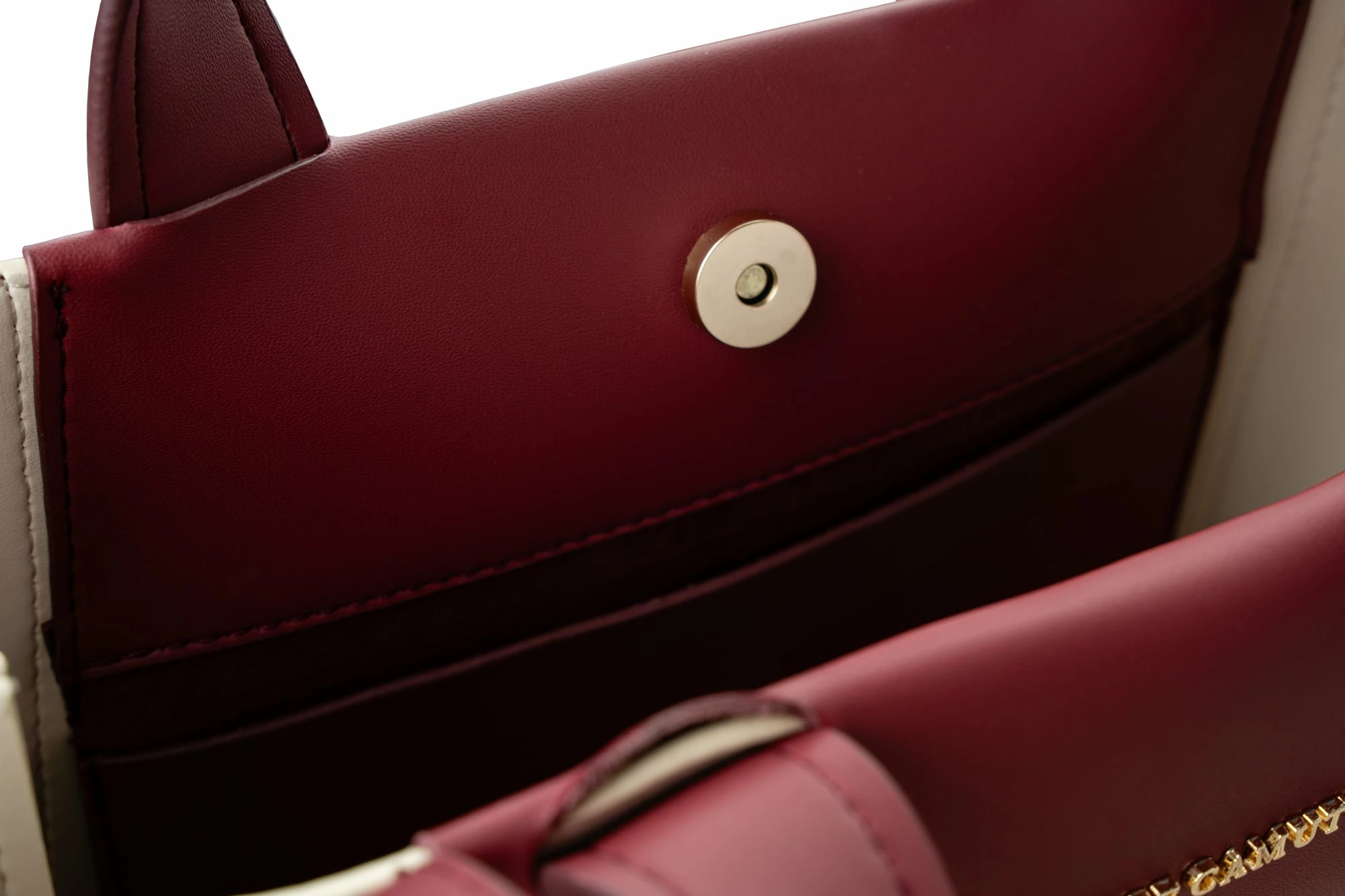 Tote bag, ngjyrë krem dhe e kuqe claret, Vince Camuto, Umbria