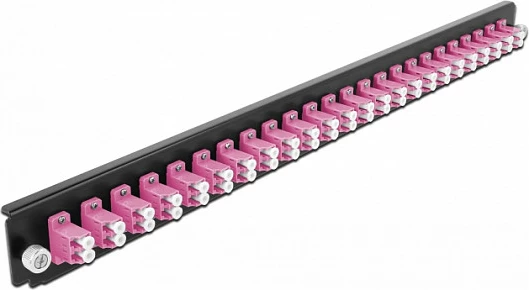 Panel patch fibër optike DeLOCK, 19", 1U, 24 Port LC Duplex, vjollcë