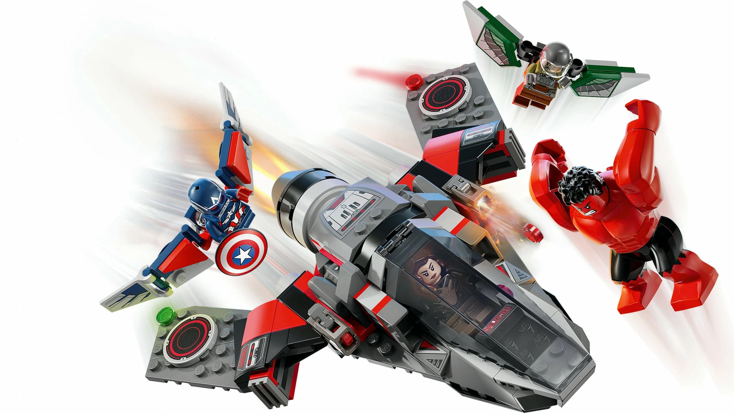 Set ndërtimi LEGO Marvel 76292 Captain America vs Red Hulk, shumëngjyrësh