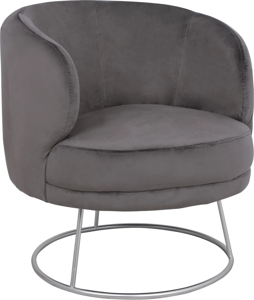 Karrige me krahë Arien FH8403.01, kadife gri, bazë argjendi 80x75x82cm