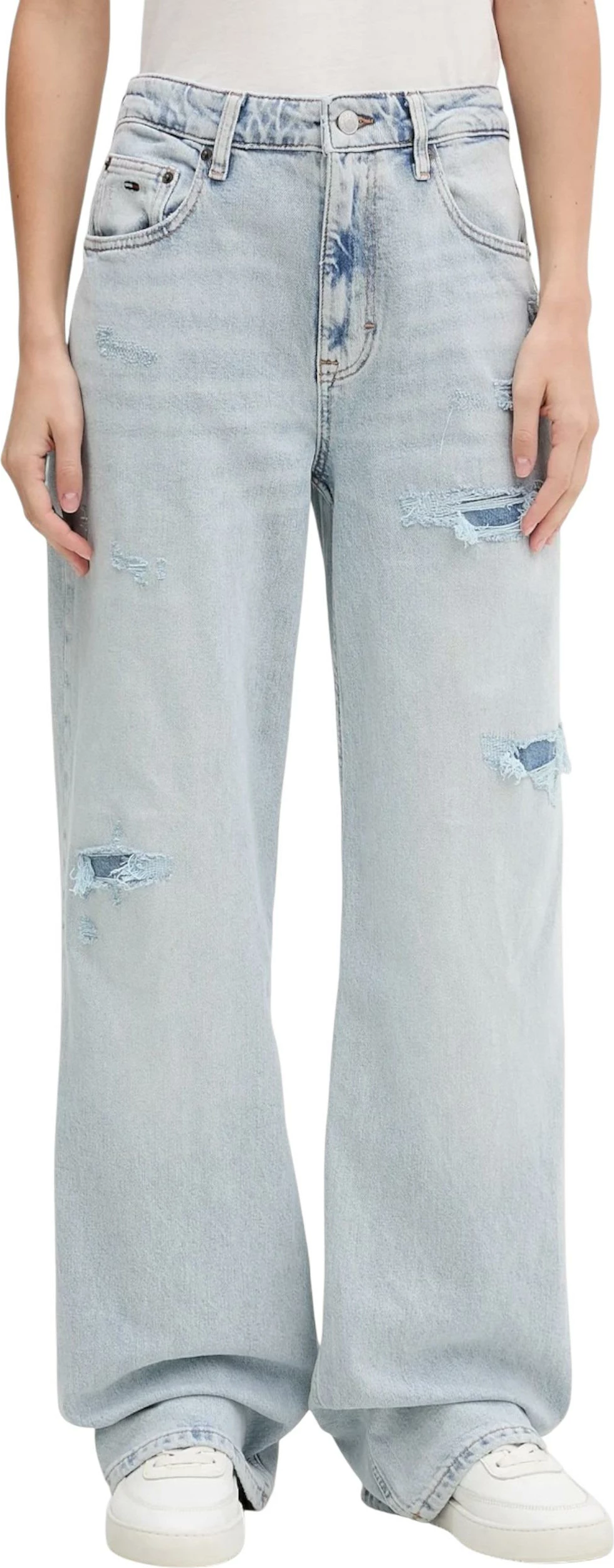 Pantallona xhinse për femra Tommy Hilfiger Jeans MIA MR RLXD STR DI21 DW0DW22139, blu e çelët