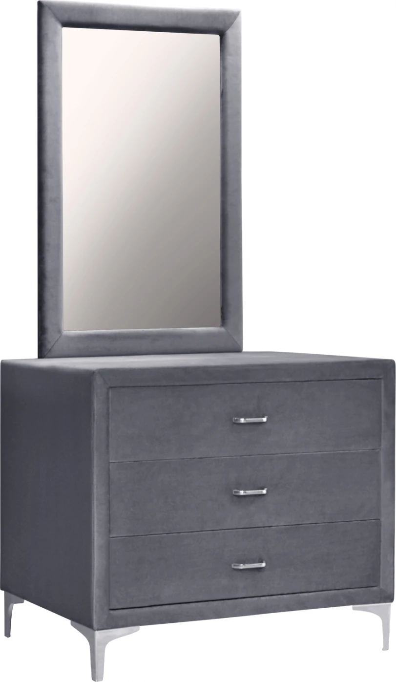 Toalet me pasqyrë Lyon FH596.01 prej kadifeje gri me këmbë argjendi 97x56x178cm