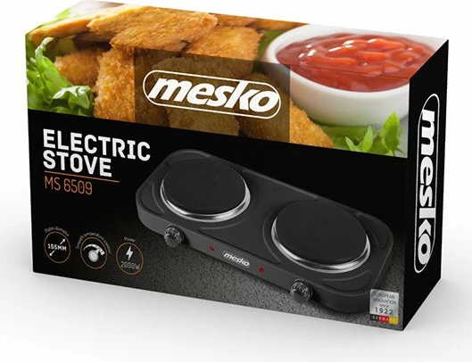 Sobë elektrike me dy pllaka Mesko MS 6509 2000W e zezë