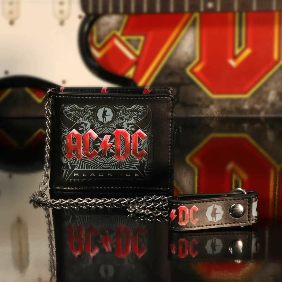 Portofol Nemesis Now AC/DC Black Ice, PU, me zinxhir, e zezë