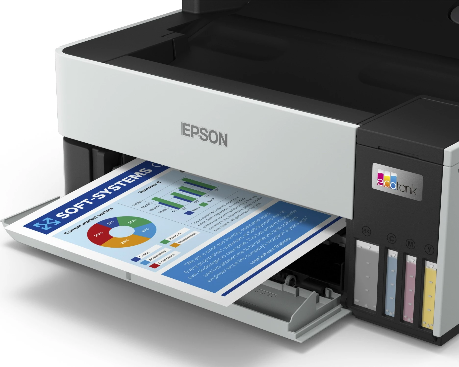 Printer multifunksional Epson EcoTank ET-5170, ngjyra, A4, Wi-Fi, ekran LCD, zi/bardhë