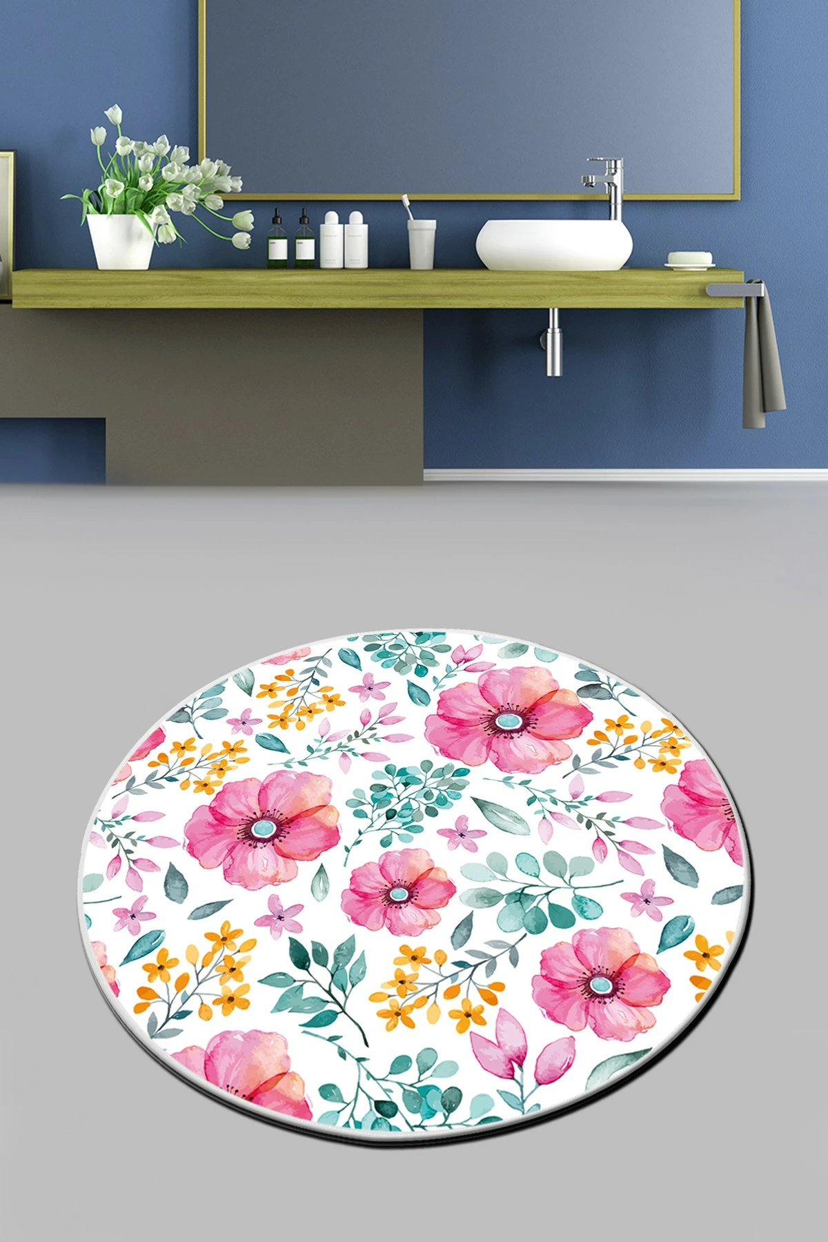 Tapet banje Mijölnir, Azalea, shumëngjyrësh, 140x140cm