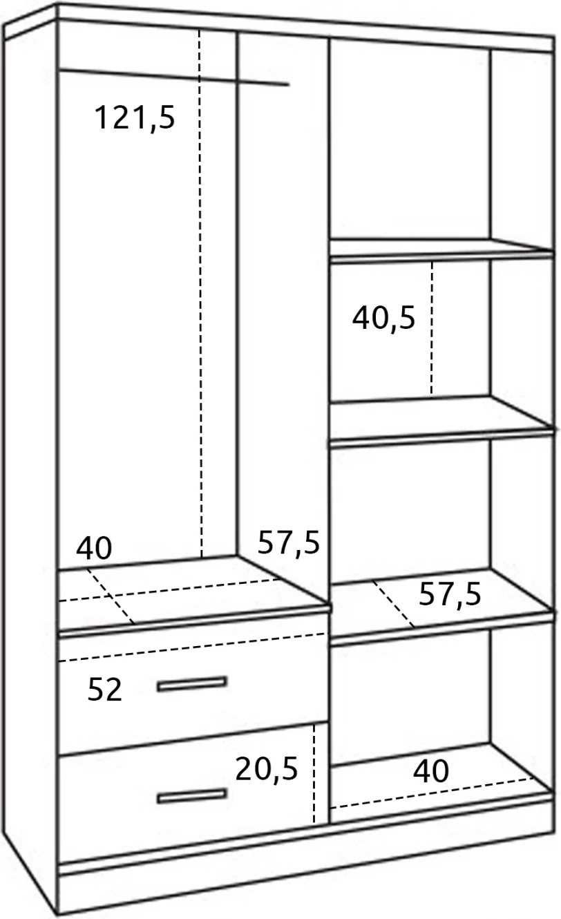 Dollap 4 dyer me 2 sirtarë FH339.01 Zebrano 120x42,5x180,5