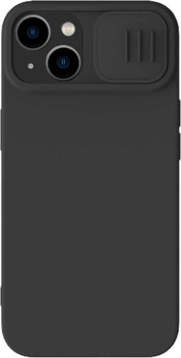Mbështjellës Nillkin CamShield Silky Silicone për iPhone 15 Plus, i zi