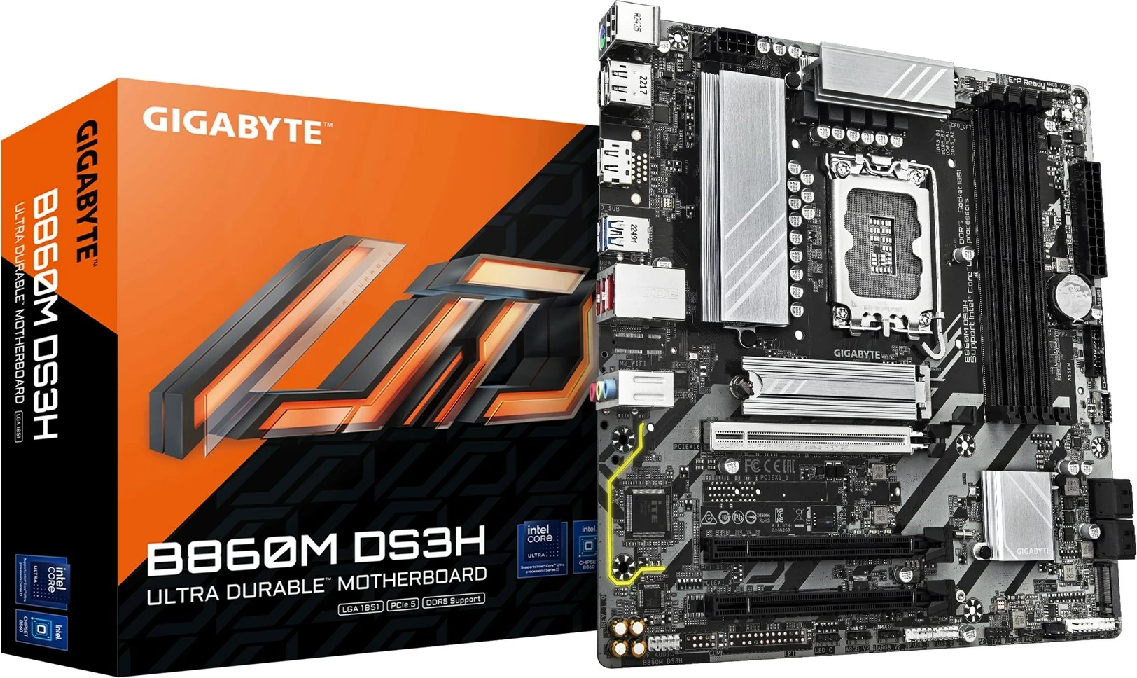 Pllakë amë Gigabyte B860M DS3H, Intel Core Ultra, DDR5, PCIe 5.0, 2.5GbE
