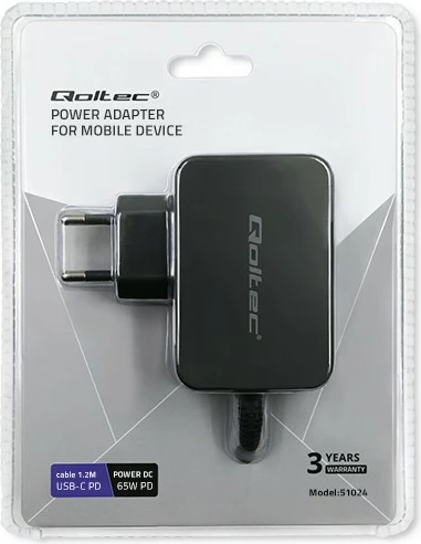 Karikues muri Qoltec 51024, 65W, USB Type-C, i zi