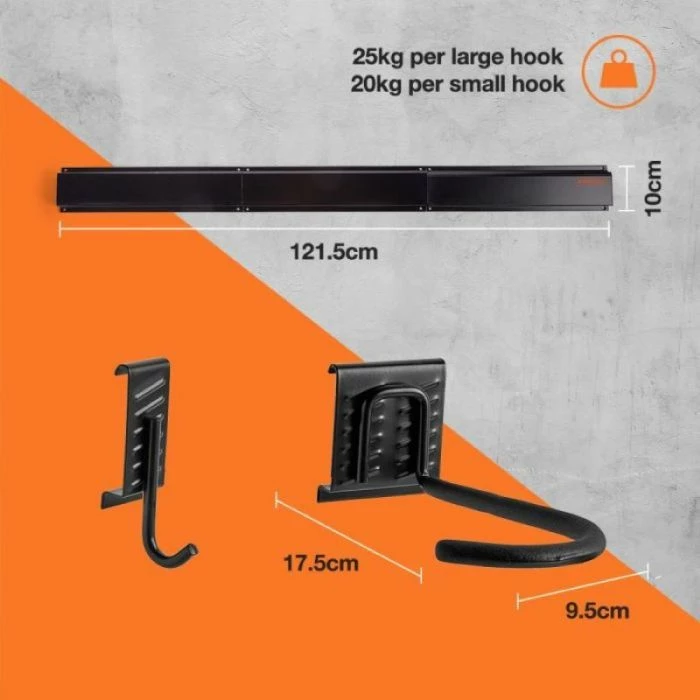 Set mbajtëse muri për biçikleta VONHAUS 3500257, për 3 biçikleta + 3 helmeta, e zezë, 9-copë