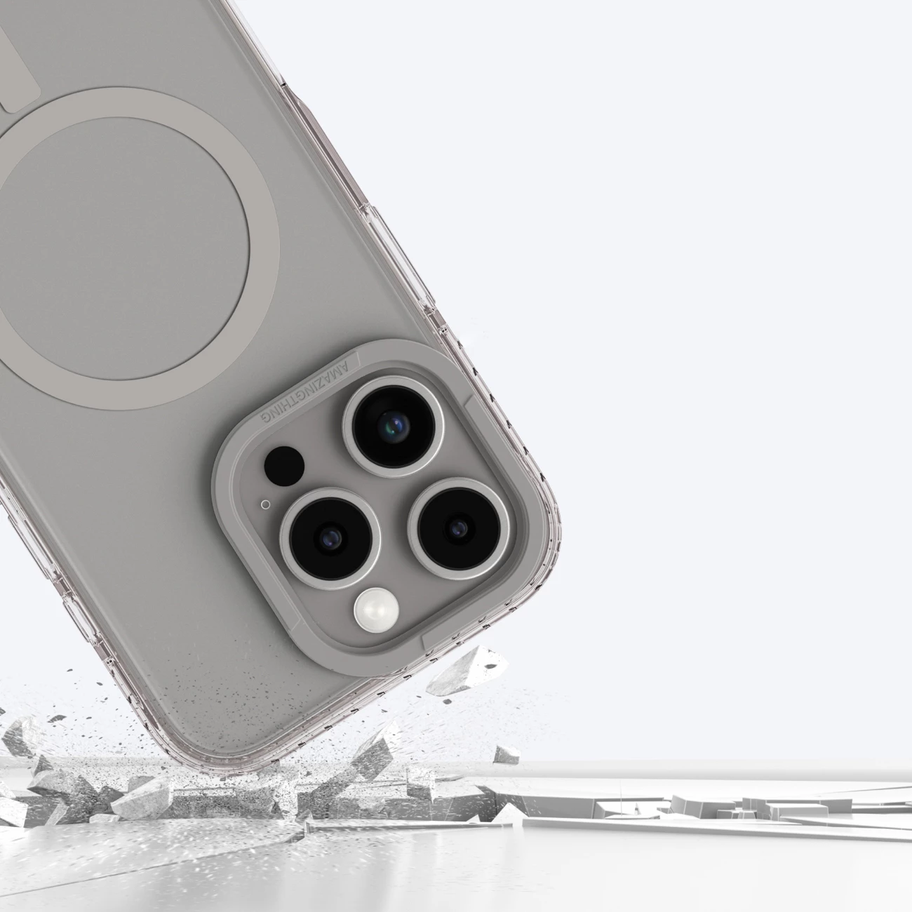 Mbështjellës AmazingThing Titan Pro Mag me unazë magnetike për iPhone 16 Pro, Gri