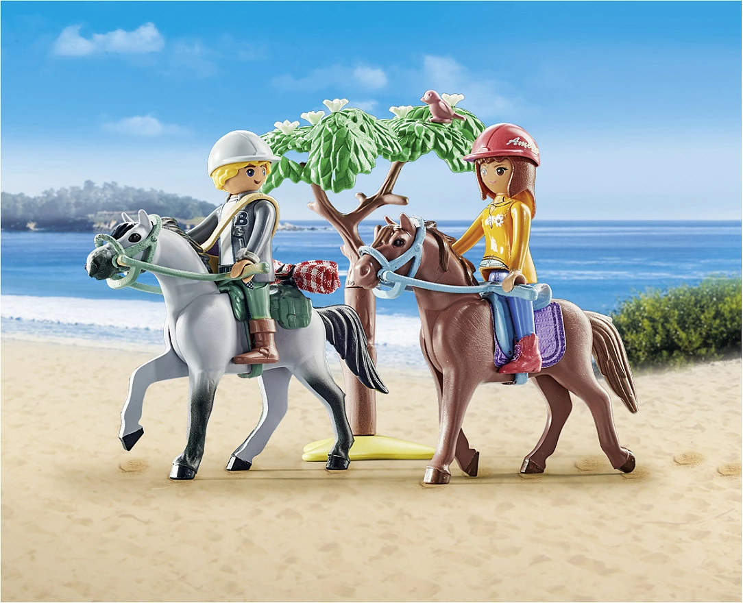 Set lodrash Playmobil Horses of Waterfall 71470, 2 figura e 2 kuaj, shumëngjyrësh