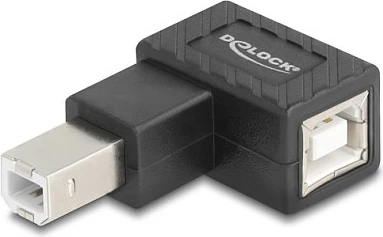Adapter USB 2.0 DeLOCK 67206, USB Type-B mashkull në USB Type-B femër 90°, i zi