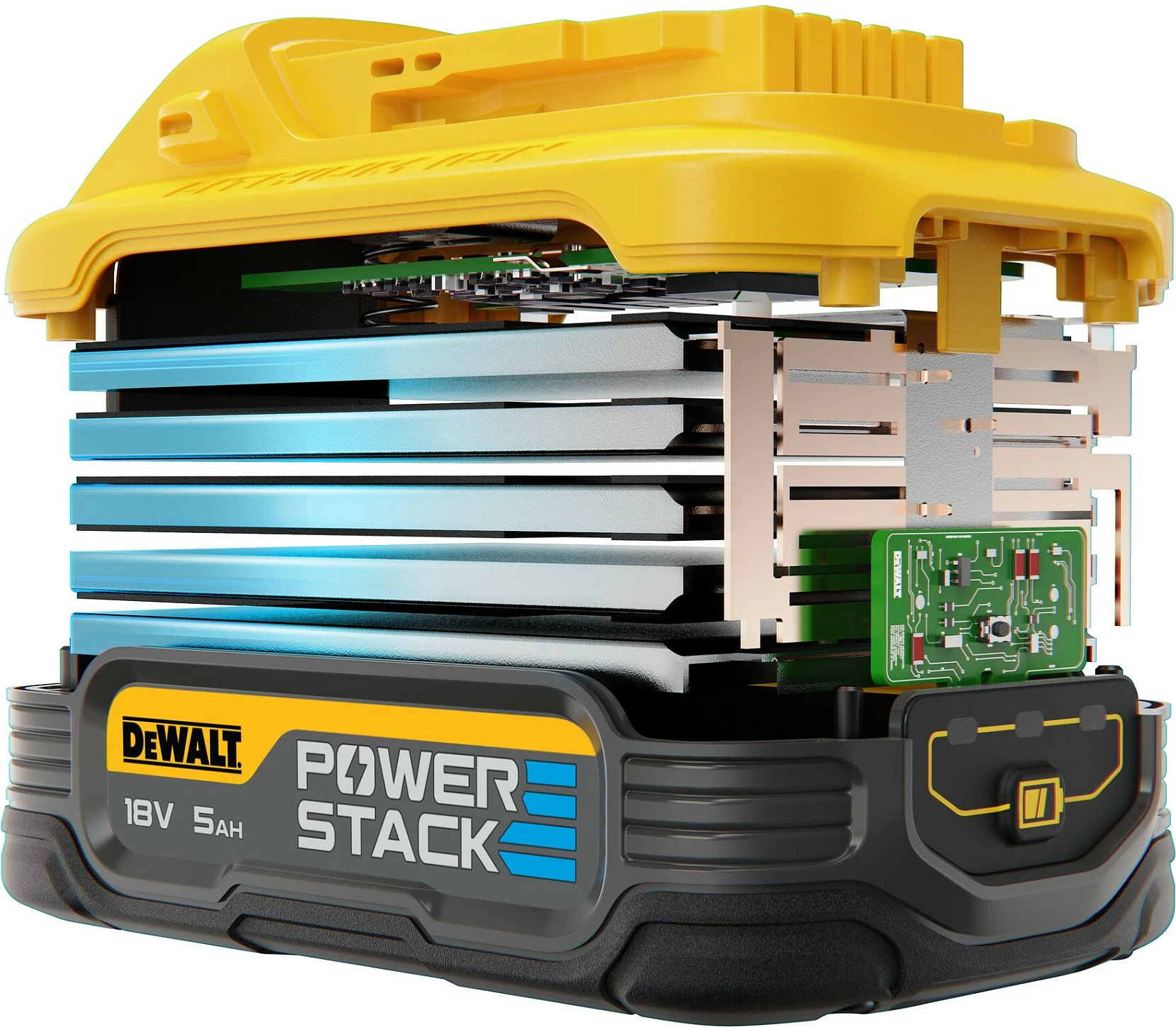Bateri DeWALT POWERSTACK DCBP518, 18V 5Ah, verdhë/zi