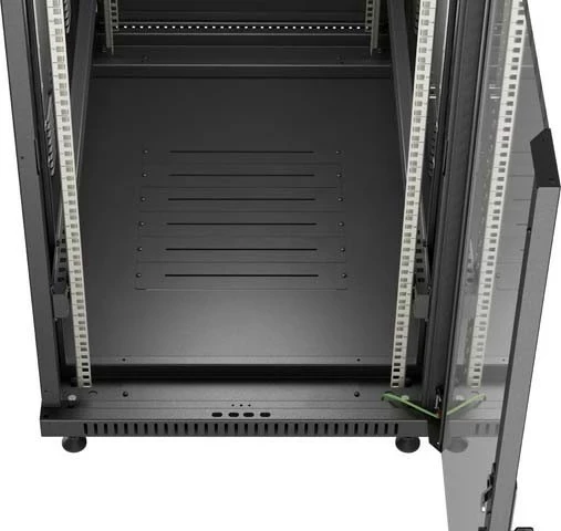 Kabinet rack LANBERG 19" 27U 600x1000mm, derë xhami, i zi