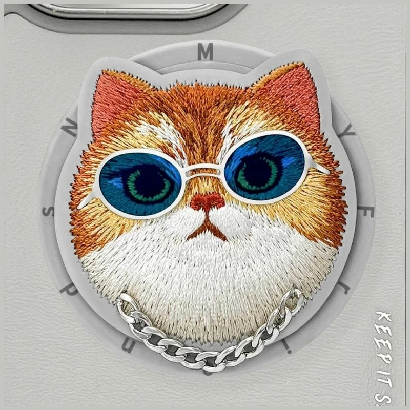 Kapak MagSafe Nimmy Glasses Cool Cat për iPhone 16 Pro Max, gri